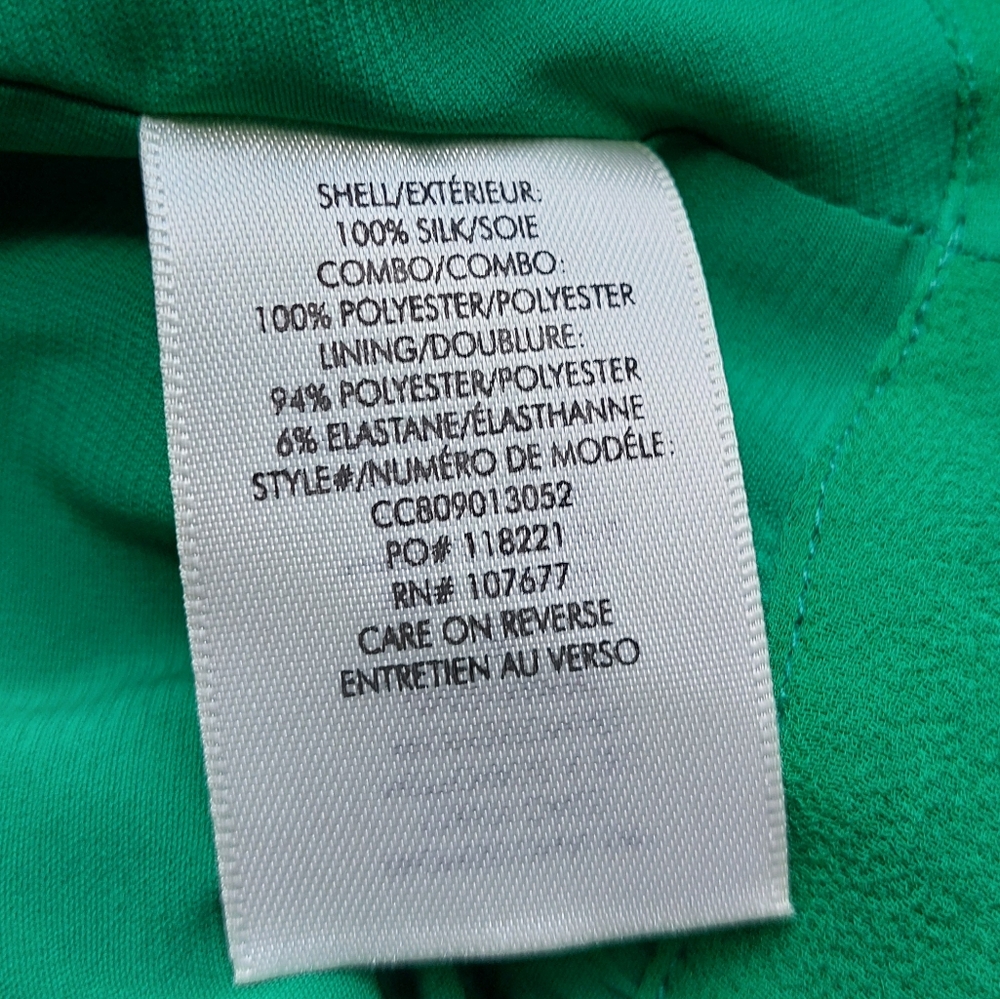 Alice + Olivia 100% Emerald Green Silk Wrap Shirt - Medium - Excellent Condition - Picture 9 of 13